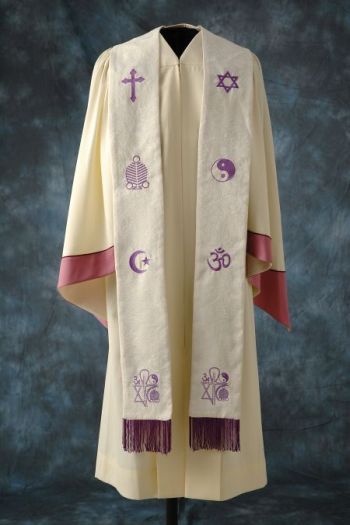 Interfaith clergy robe with religious symbols